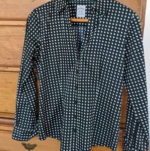 NWOT  Fitted Navy Poka Dot Brooks Brothers Button Down: 8 Petite